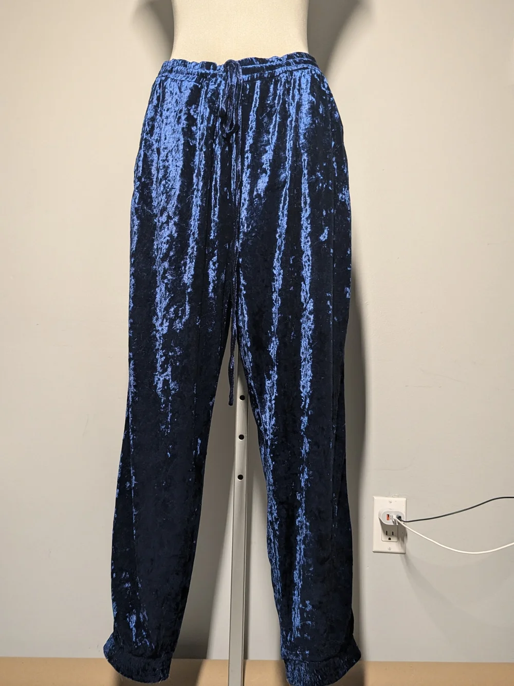 C by One Shimmery Navy Crushed Velvet Pull-On Pants - Picture 6 of 16